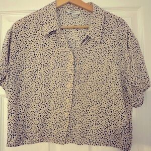 American Eagle animal print cropped button down size XS